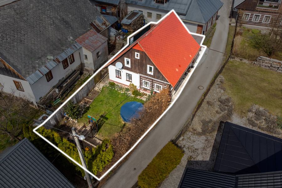 Pozemek s vyznačenou hranicí, chalupa Černý Důl, Krkonoše